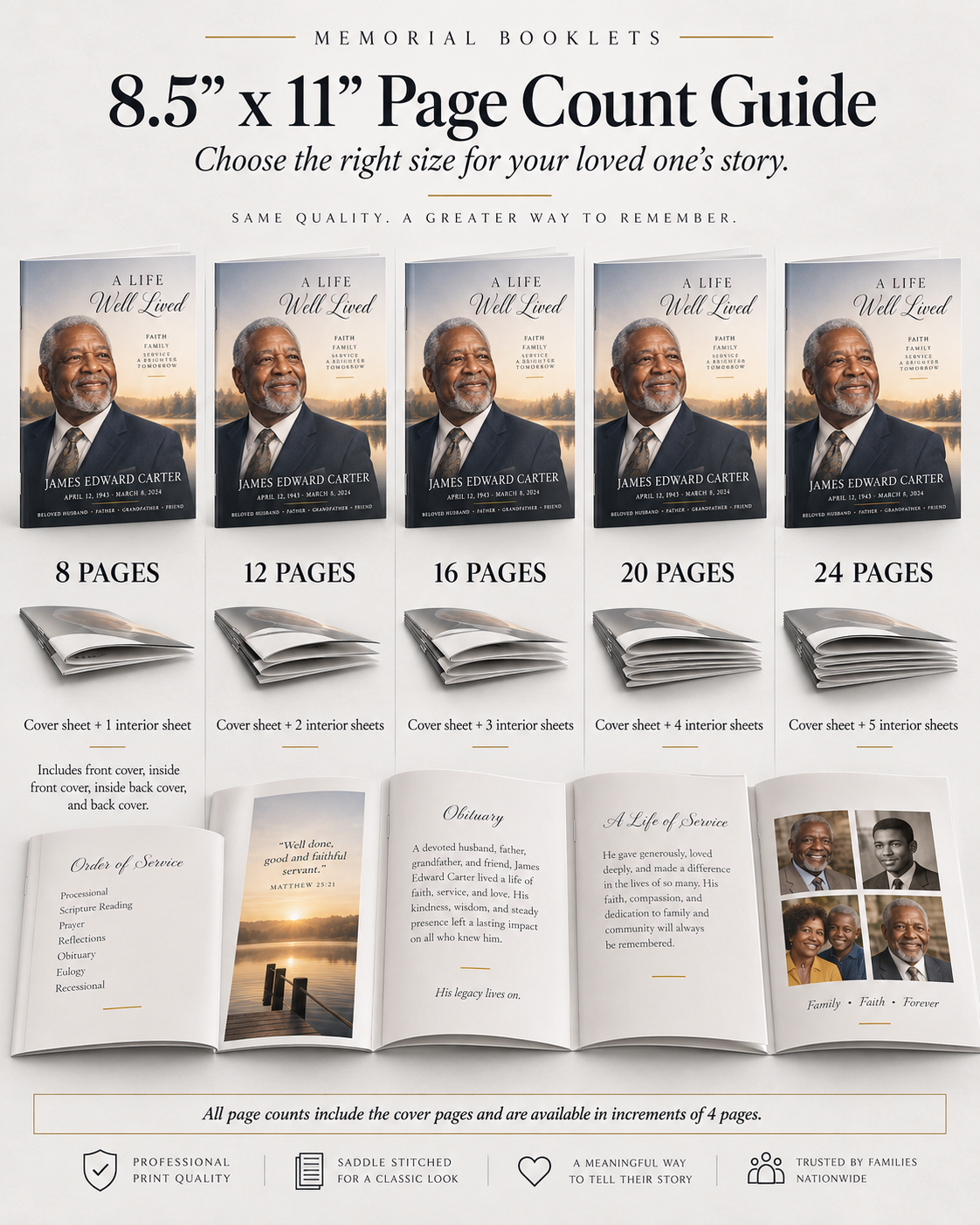 Large Memorial Booklet —8.5" x 11"
