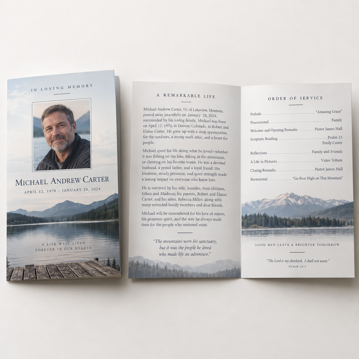 Classic Bifold Memorial Program — 5.5 × 8.5 finished